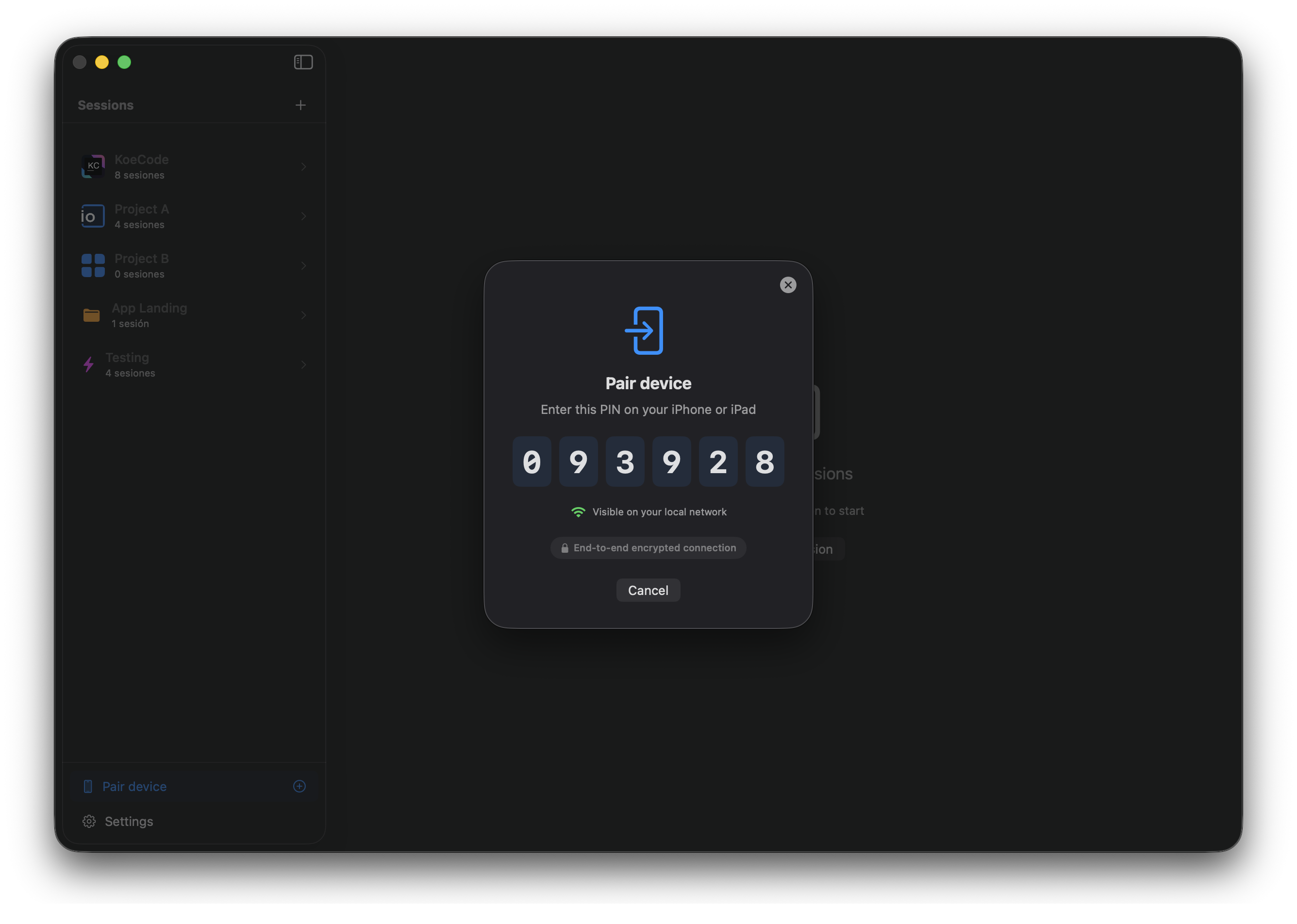 KoeCode Mac - Pair device
