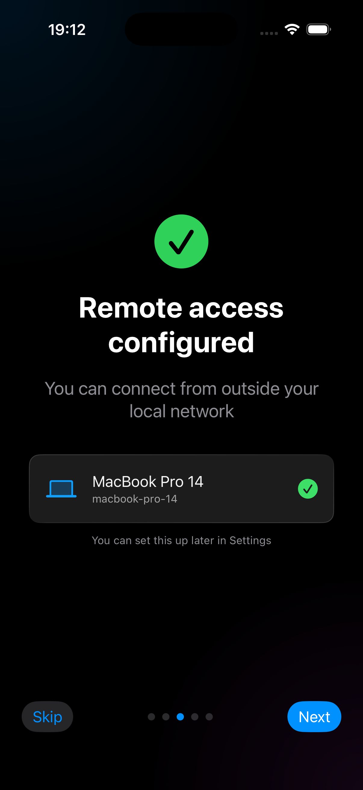 KoeCode iOS — Onboarding dirección remota