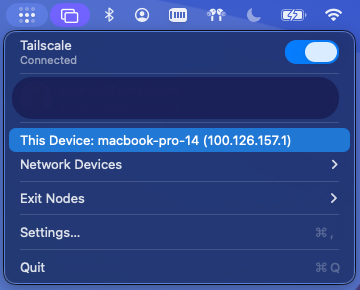 Tailscale en Mac — nombre del dispositivo e IP